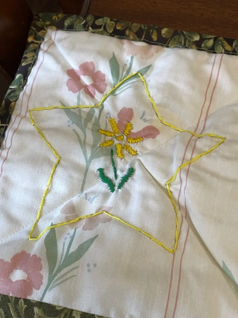 Handmade Whimsical Embroidered Lap Child Quilt